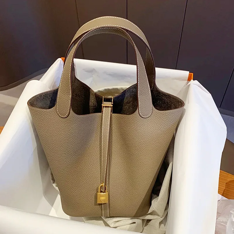

Bag women's bag new 2021 head leather Bucket Bag Fashion Handbag small bag leather vegetable basket bag women