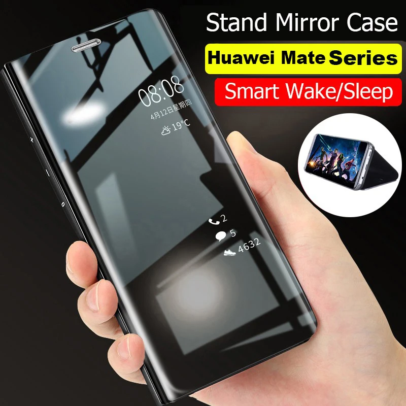Зеркальный чехол для Huawei Mate 40 30 Pro Lite P smart S Z Plus 2021 2020 умный флип-чехол прозрачный
