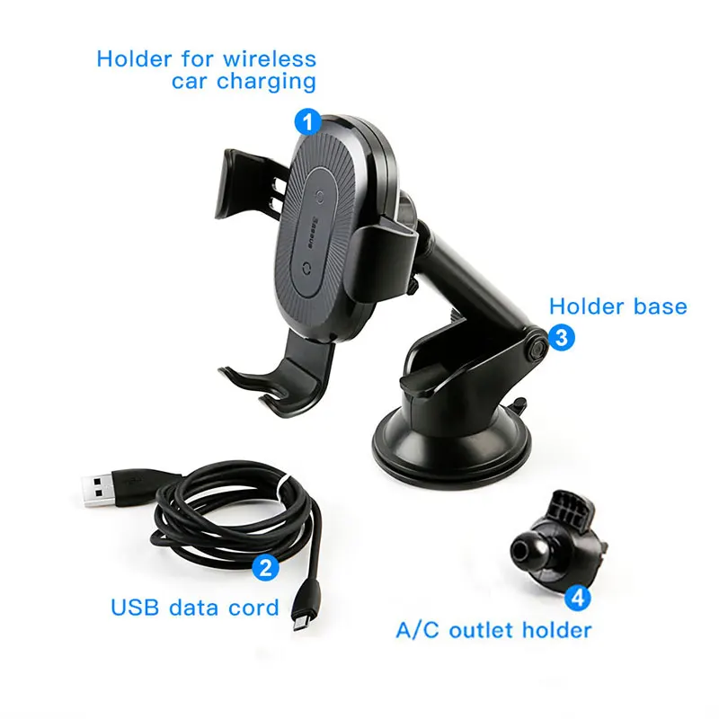Wireless Car Charger Baseus 2 в 1 автомобильное беспроводное зарядное устройство для iPhone X Xs Xr samsung S9 Note 9 зарядное устройство для телефона быстрая Беспроводная зарядка держатель для телефона Подставка - Цвет: Wireless Car Charger
