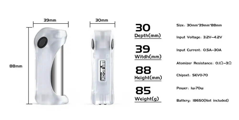 100% Оригинальный ULTRONER Alieno 70 Вт TC Box mod стабильный SXK SEVO чип 18650 Аккумулятор для 510 RDA RTA