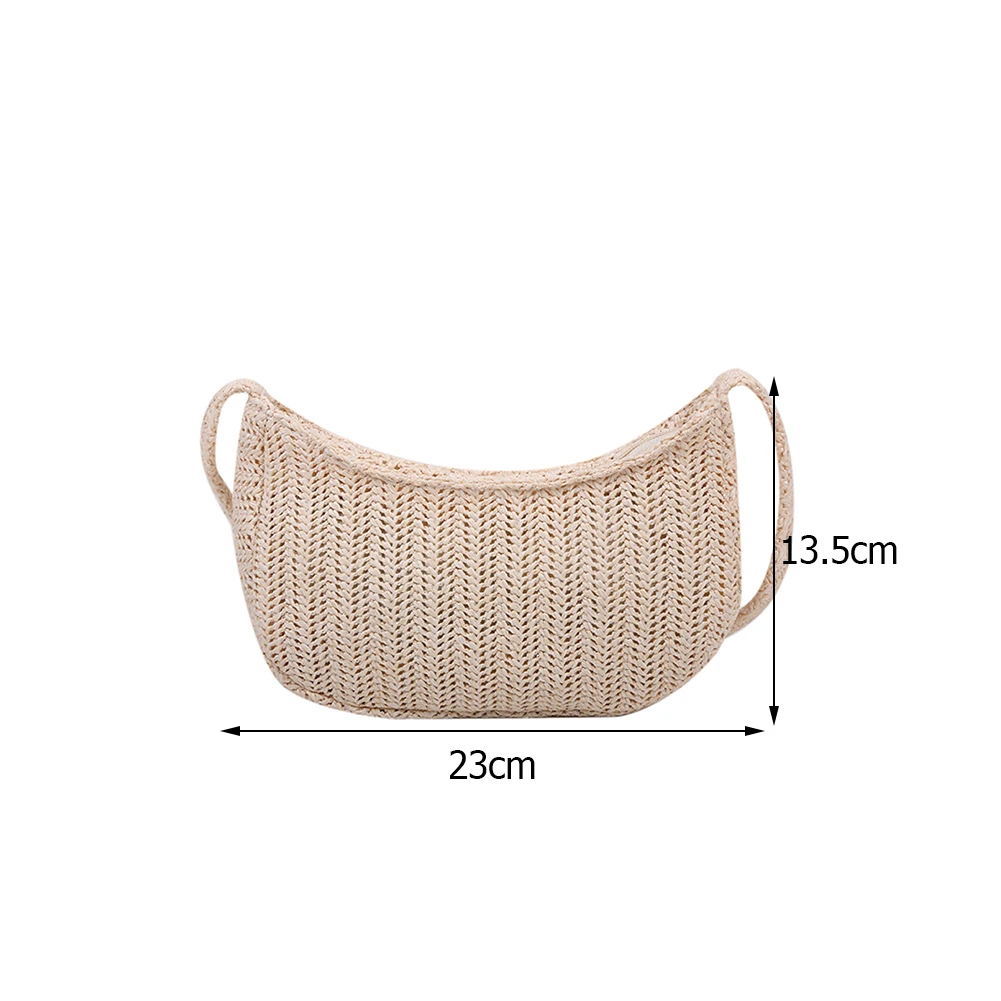 

Fashion Women Summer Beach Vacation Solid Color Shoulder Underarm Bag Ladies Woven Small Handbags Purse for Travel Square Bags
