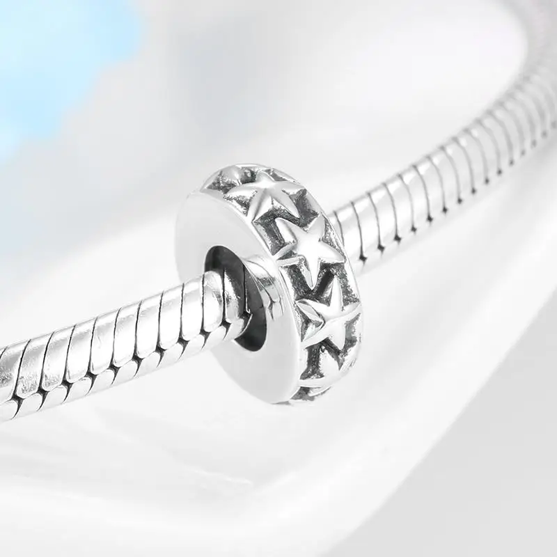 Новый 925 пробы серебро Голубая Эмаль спокойной ночи круглых разделительных