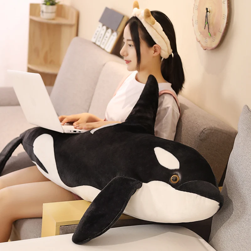 

130cm Simulation Killer Whale Plush Toys Stuffed Orcinus Orca Fish Doll Shark Cartoon Soft Sleep Pillow Kids Girls Baby Gift