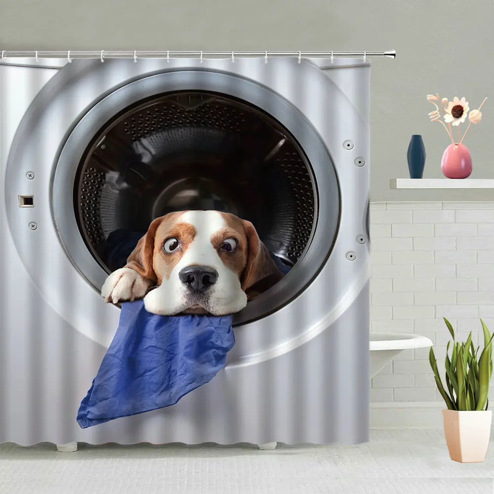 Водонепроницаемые шторы для душа с изображением милой собаки настенные