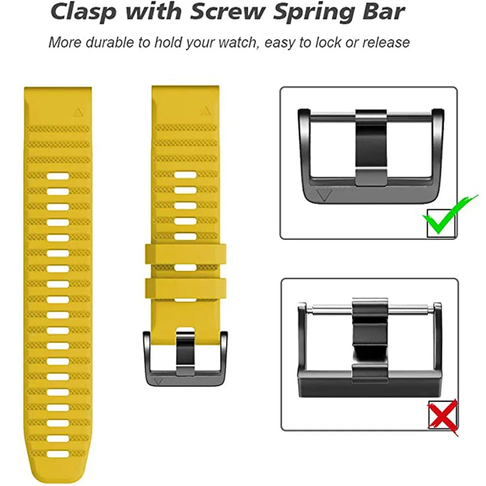 Ремешок для наручных часов с винтовой пряжкой силиконовый браслет Garmin Fenix 7X 6X 5xplus