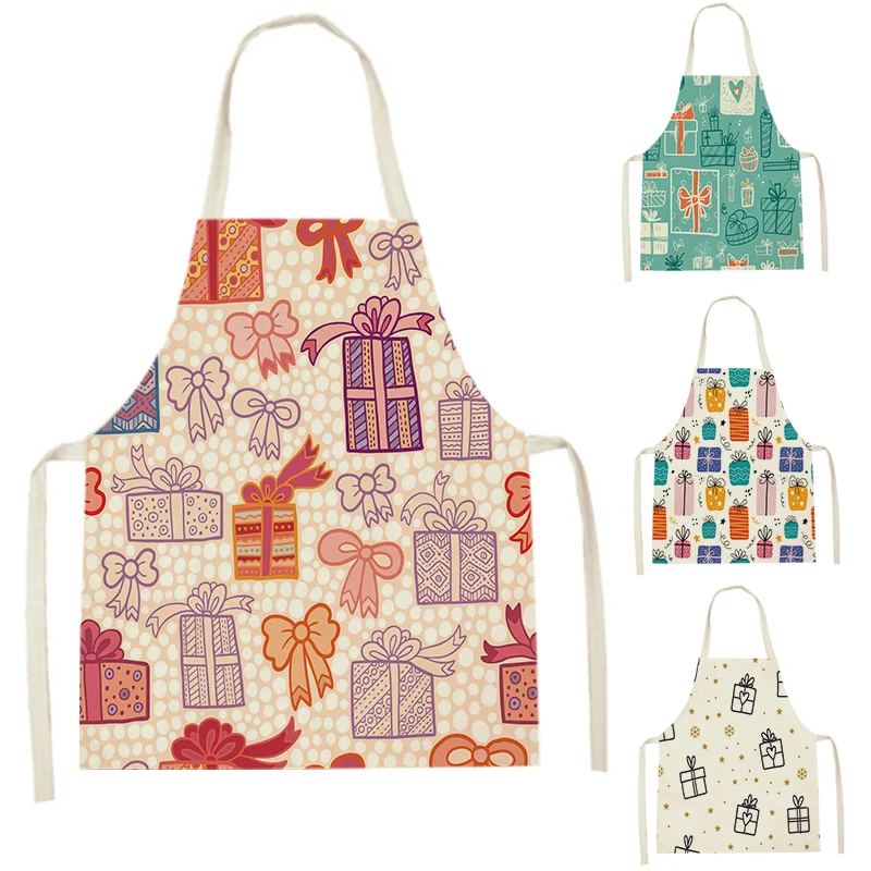 

Милый простой льняной планшетофон с мультяшным рисунком для кухни, Женский нагрудник для готовки и выпечки, инструменты для уборки дома