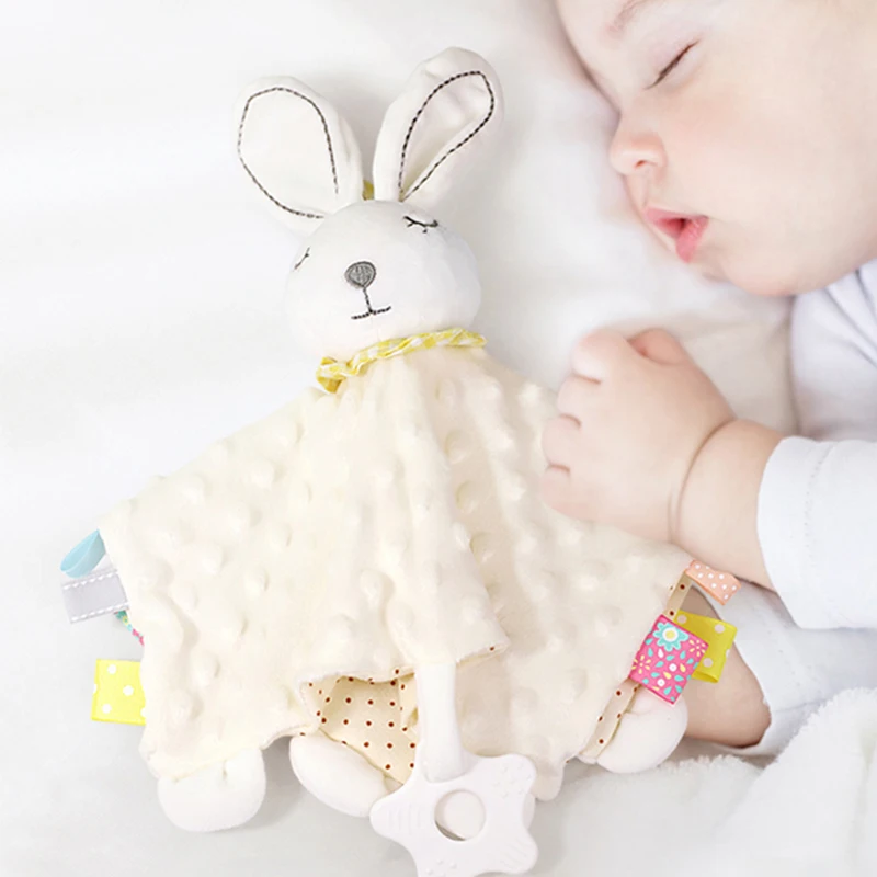 Newborn Baby Towels Rattles Animal Bear/Rabbit Plush Dolls Soft Security Blanket Bed Bells Comfort Saliva Towel Toys | Мать и ребенок