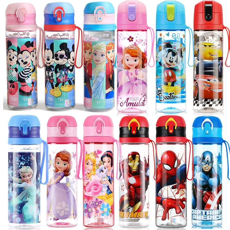 560ML Disney Mickey Frozen Elsa Water Cup Mummy Feeding Baby Kettle Potable Anti-leakage Water Bottle School Children Bottles