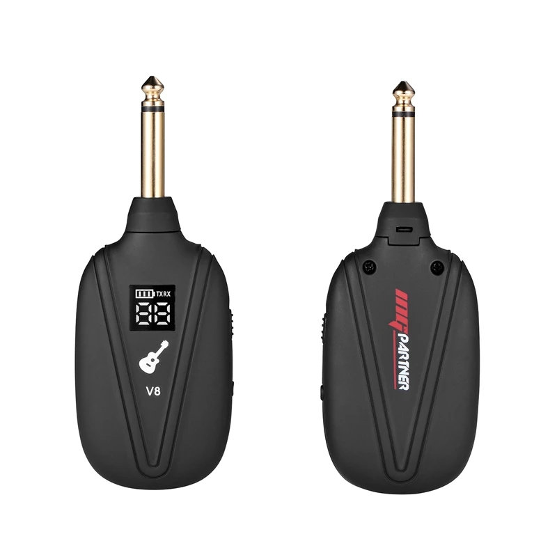 

V8 Wireless Guitar System Built-in Rechargeable 4 Channels Wireless Guitar Transmitter Receiver for Electric Guitar Bass