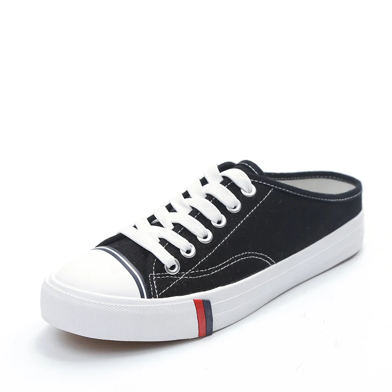 

No heel lazy shoes female 2021 spring new half drag small white shoes female student Korean leisure vulcanized canvas shoes