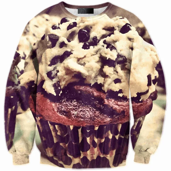 

CNUUIKOOEK Sweatshirts Men's 3D Delicious Cake Bread Printed Hoodie Long Sleeve Pullover Popular Brand Men's Hoodies