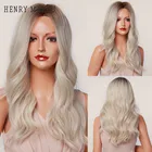 Парик Генри маргу для женщин, длинные волосы Омбре, коричневая платина, блонд, средняя часть, волнистые синтетические парики для женщин, термостойкие косплей-вечеринки