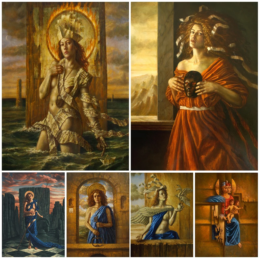 

Vintage Goddess Paitings Girl Religion Nordic Poster Wall Art Canvas Painting Wall Pictures For Living Room Decor Unframed