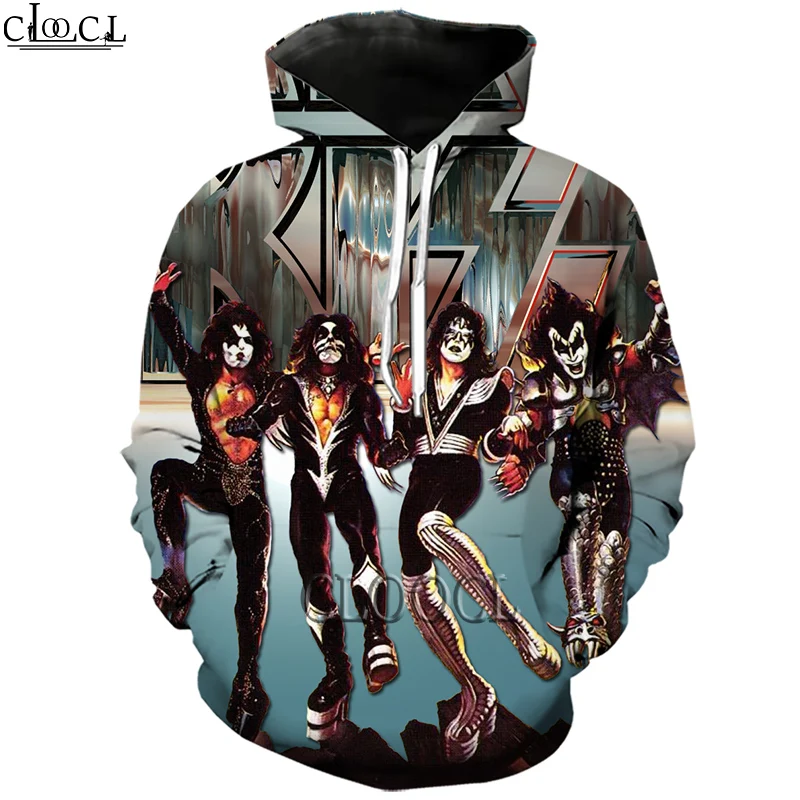 CLOOCL хип-хоп рок металлический поцелуй Группа Повседневная Уличная 3D печать