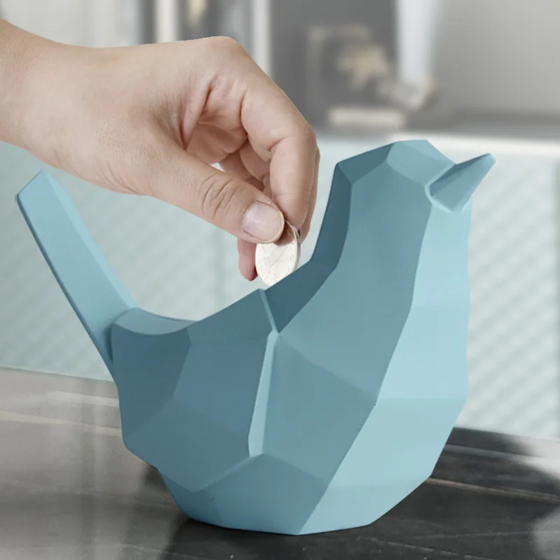 Копилка с геометрическим рисунком птицы полимерная копилка статуэтка для