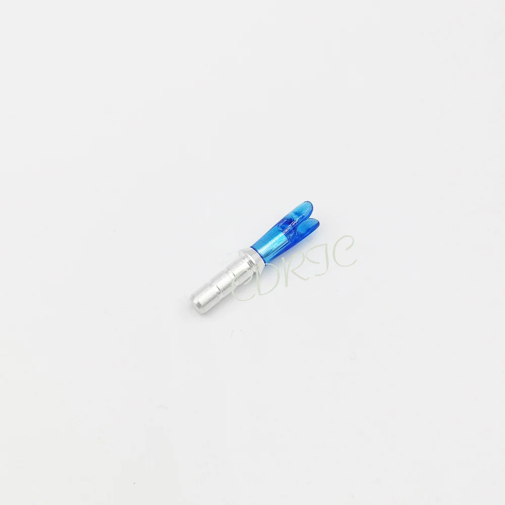transparent blue 25 шт Пластиковые стрелы Nock с алюминиевой булавкой ID 4,2 мм для стрельбы из лука охоты - Цвет: transparent blue