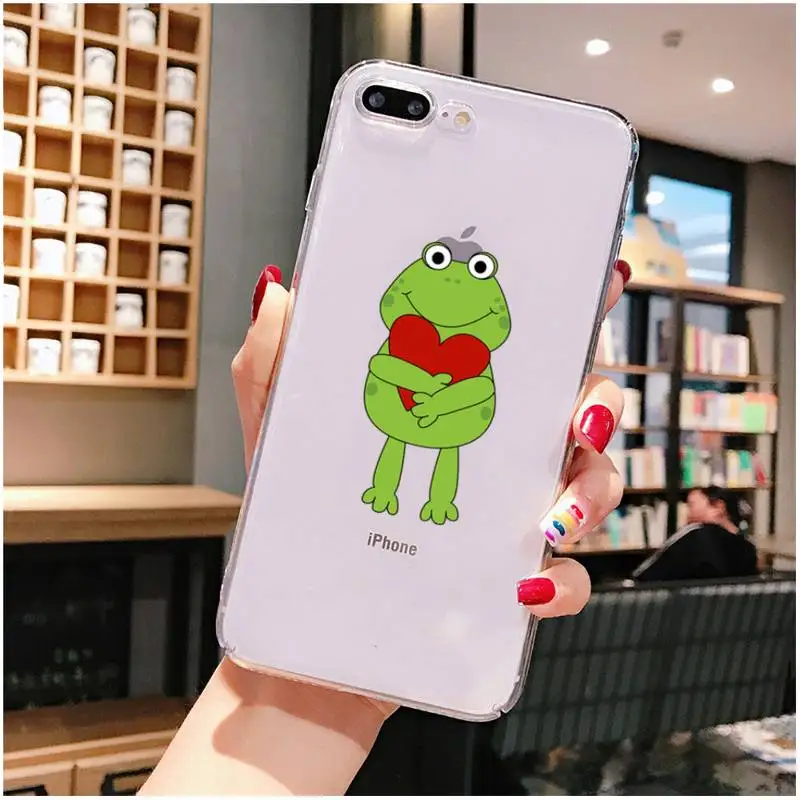 

YNDFCNB Cute frog Phone Case For iPhone X XS MAX 6 6s 7 7plus 8 8Plus 5 5S SE 2020 XR 11 11pro max Clear funda Cover