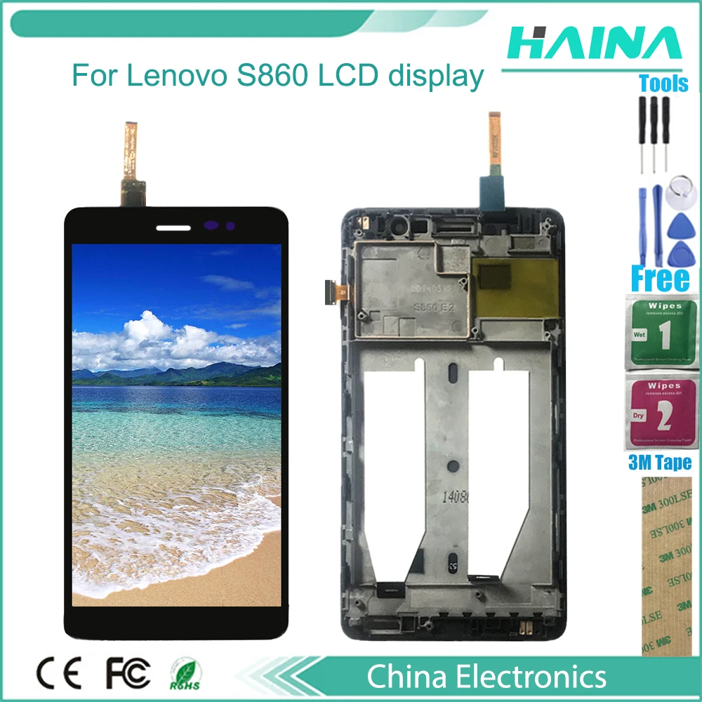 ЖК дисплей 5 3 дюйма с рамкой для Lenovo S860 сенсорный экран дигитайзером в сборе
