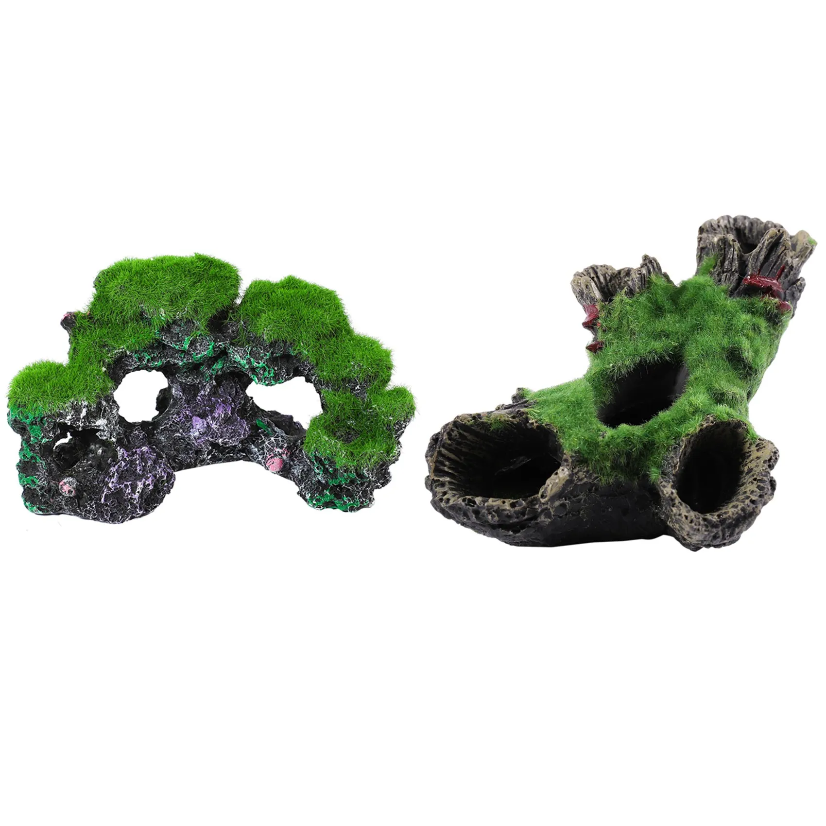 

LBER Resin Aquarium Coral Reef Moss Rock Fish Tank Marine Island Ornament Cave & Fish Tank Decoration Moss Tree House Cave