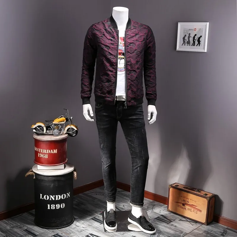 Дизайнерская Новая Осенняя мужская бейсбольная куртка с цветочным принтом и