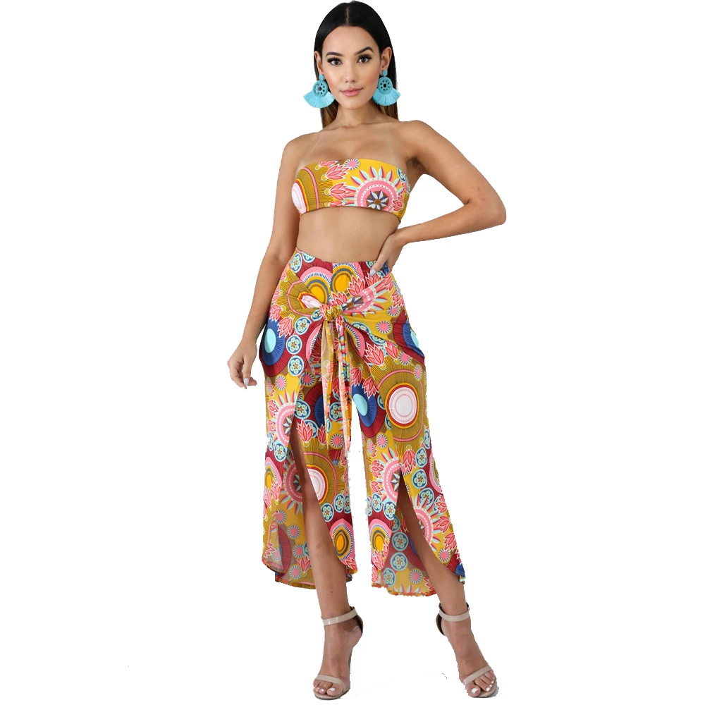 Комплект из двух предметов с цветочным принтом богемные бандажные костюмы на