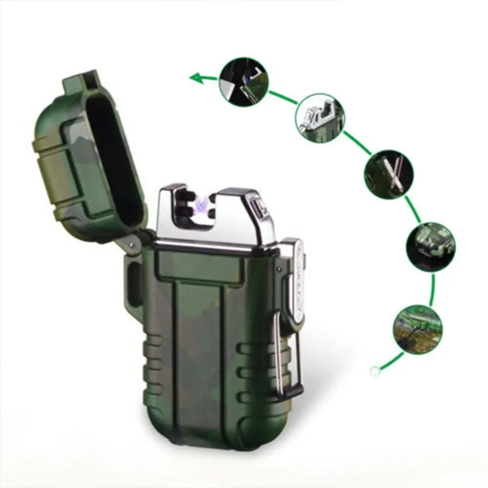 

Электронная зажигалка с Usb-зарядкой, огнеупорный стартер, водонепроницаемая многофункциональная уличная зажигалка для кемпинга, ветрозащи...