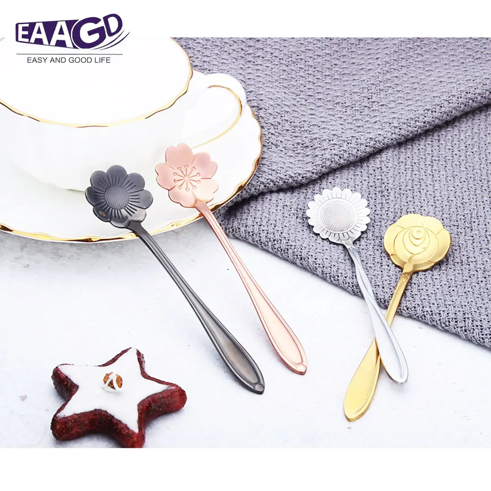 4 шт./компл. посуда из нержавеющей стали креативный цветок кофе перемешивание