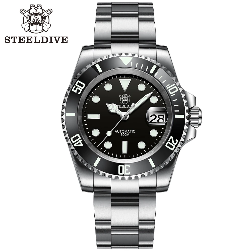 STEELDIVE SD1953 Men's Automatic Watches Luxury Dive Stainless Steel Mechanical Wristwatches 300m Waterproof BGW9 Luminous Watch