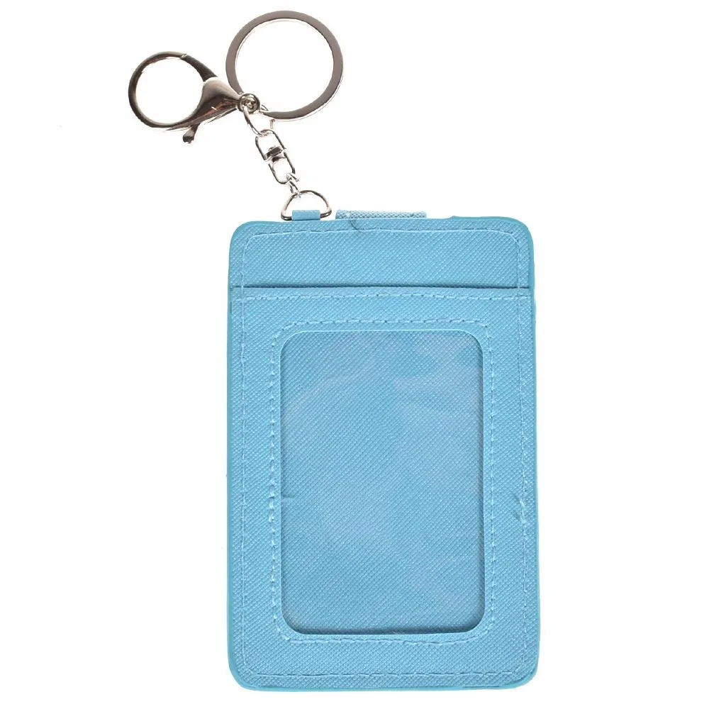 Cute Solid color Pu Leather 3 Layer ID Card Holder Pocket Portable Unisex Bus Cards Cover Case Office Work Keychain Keyring | Багаж и