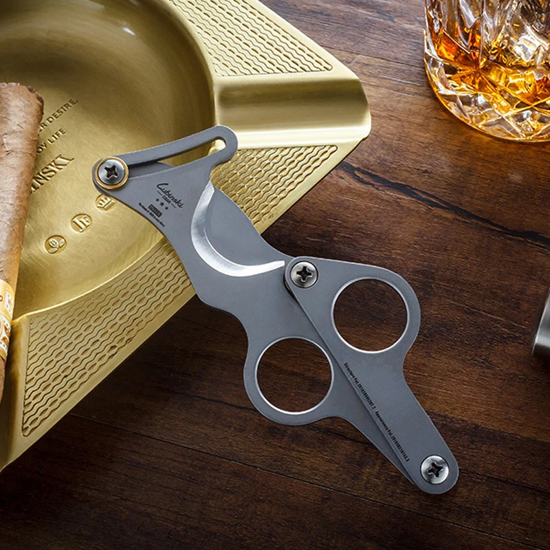 

LUBINSKI Stainless Steel Triple Blade Cigar Cigarette Scissors Sharp Cutter Scissors Portable Tobacco Smoking Tool With Gift Box