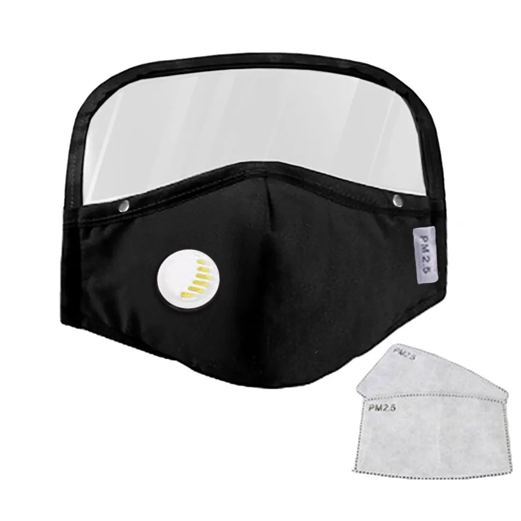 Съемная дышащая маска для лица с Защита глаз + 2 фильтра многоразовая Тканевая рта