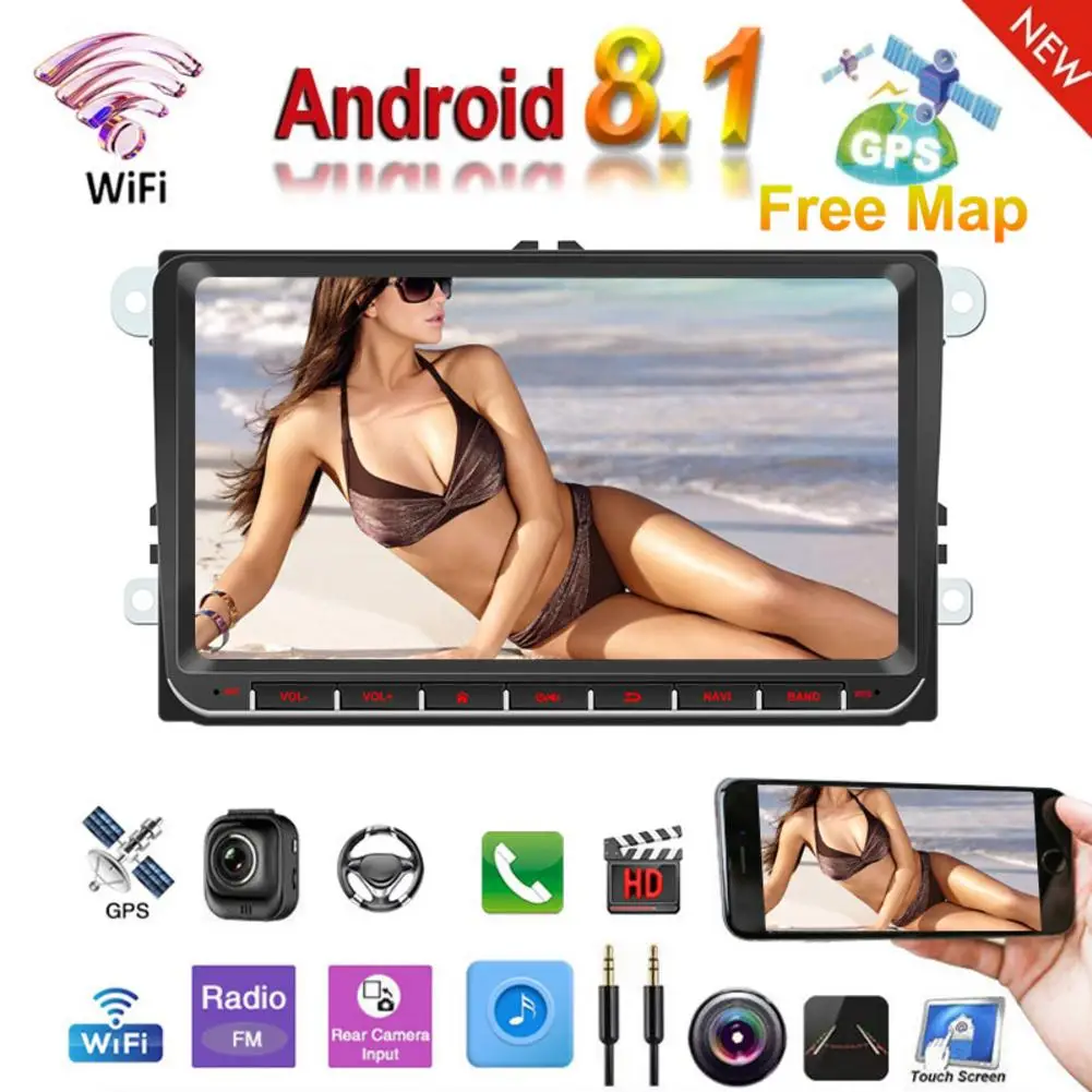 9-дюймовый автомобильный GPS-навигатор Wi-Fi Bluetooth радиоприемник Android 8 1 16G HD сенсорный