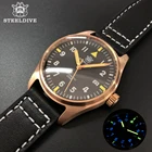 Часы STEELDIVE Diver 200 м NH35A, автоматические часы-пилот NH35 с сапфировым стеклом, немецкие часы-пилот CuSn8 из бронзы, суперсветящиеся часы C3