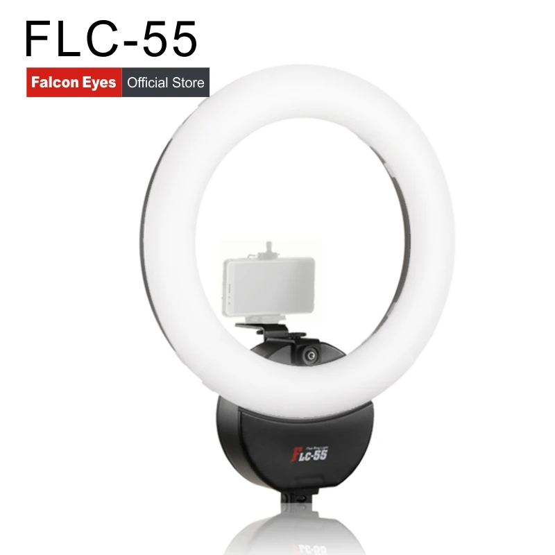 

Falconeyes 55W LED Soft Selfie Ring Light Youtube Video Live Lamp 5600K Portable For Studio Fotografia With Phone Bracket FLC-55