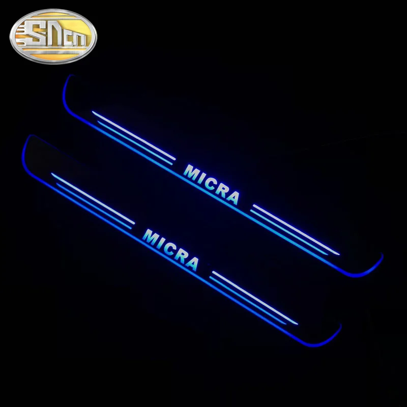 SNCN 4 шт. акриловый движущийся светодиодный приветственный автомобиль педаль накладка педаль порога дорожка светильник для Nissan MICRA 2009