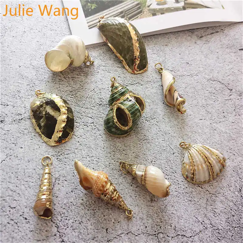 Julie Wang 1 шт. натуральная ракушка шармы браслет ожерелье серьги ювелирные изделия