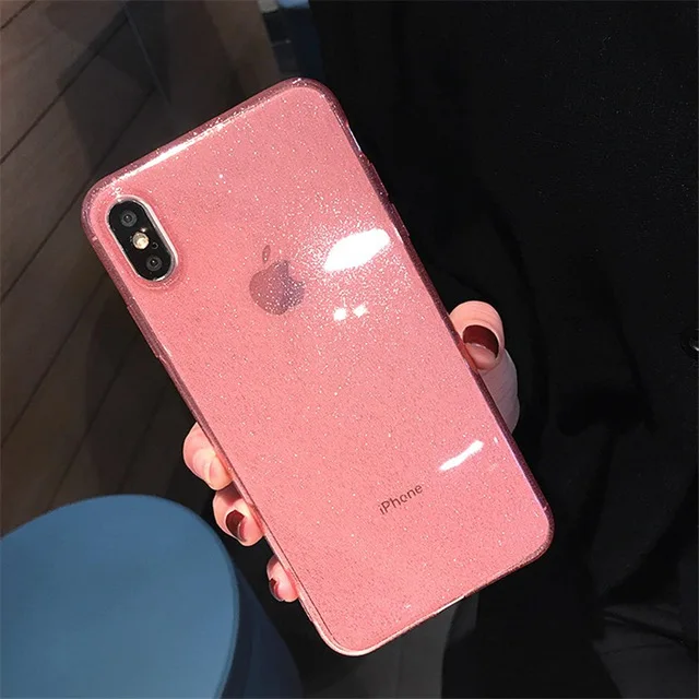 Для iPhone 6 6G 6s 7 8 Plus 7Plus 10 11 Pro X XR Xs Max чехлы для телефонов Coque Bling Блестящий Прозрачный