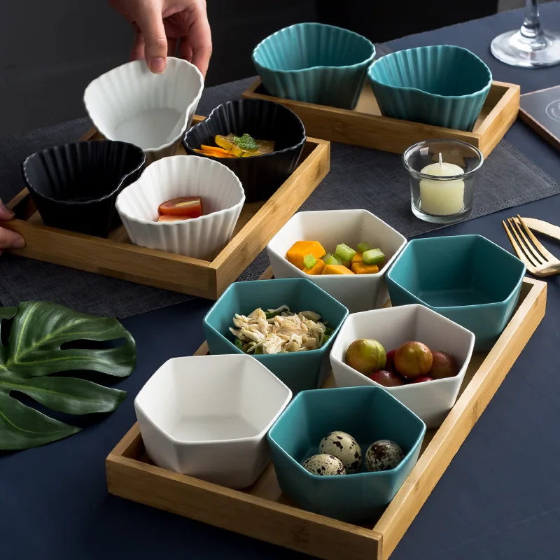 Креативная шестиугольная керамическая сетка фруктовая тарелка деревянные