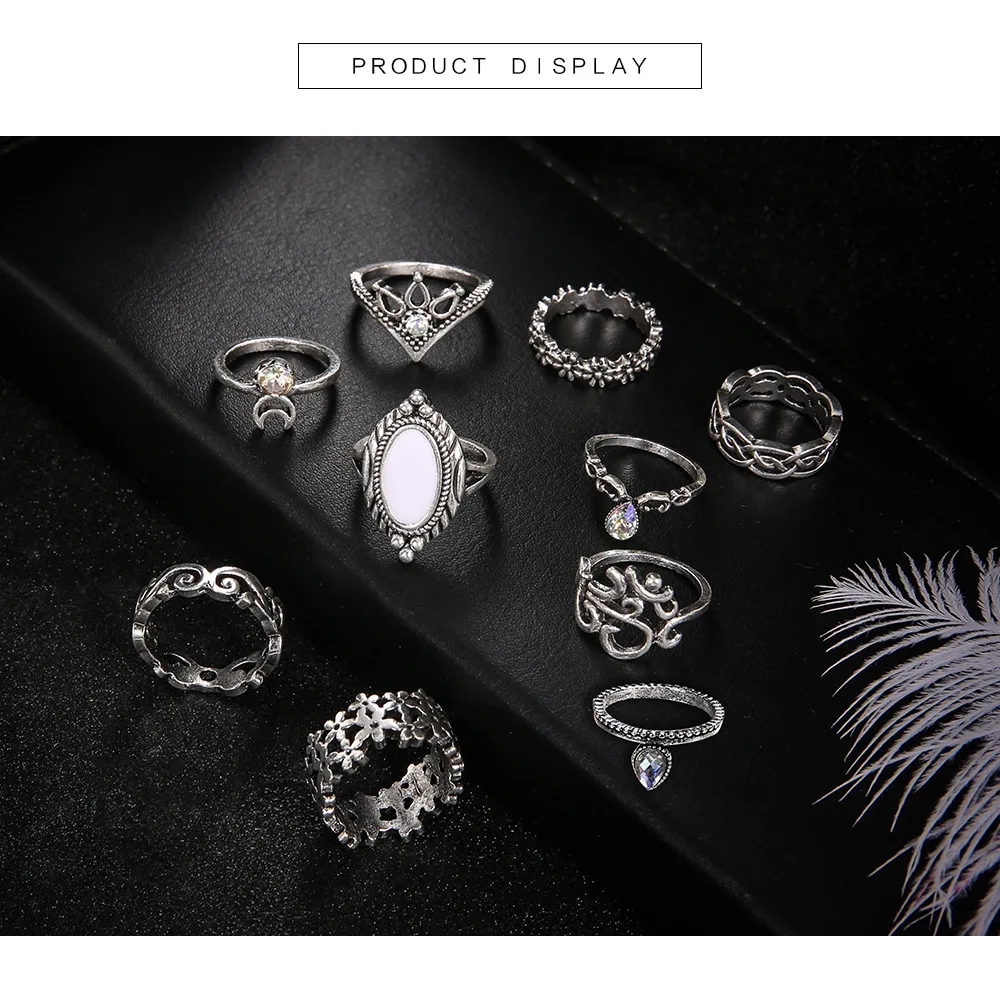 Набор колец в богемном стиле для женщин винтажные геометрические кольца бохо с