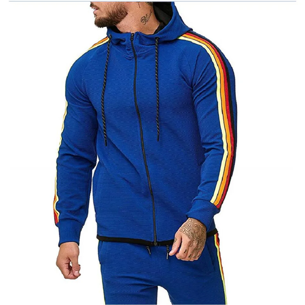 

Track suit zipper suit men's fashion hoodie men's suit solid color suit men's sweatshirt + sweatpants spring and autumn hooded p