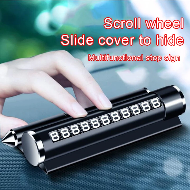 z52 multifunctional parking card car stop sign phone holder emergency window break hammer phone number plate with aromatherapy free global shipping
