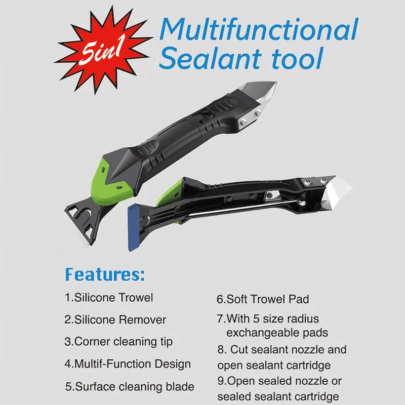

Multifunctional Sealant Caulking Tools 5 in 1 Caulk Remover Applicator Sealant Nozzle Cutter GHS99