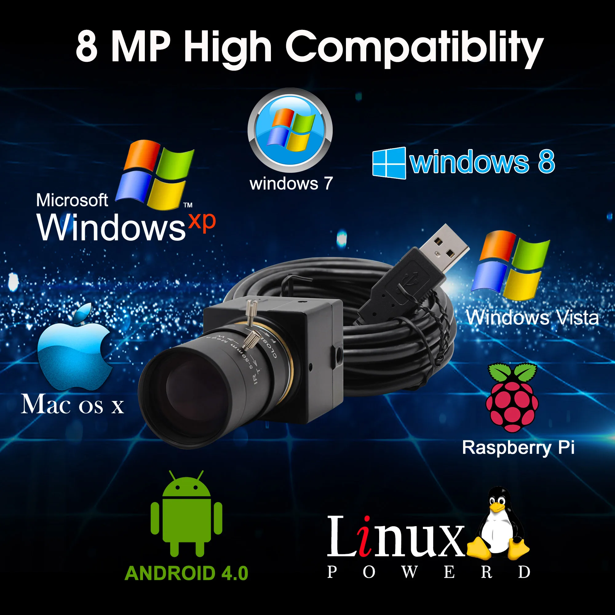 Веб-камера для ПК 8 Мп 3264X2448 Sony IMX179 с ручной фокусировкой Объектив CS