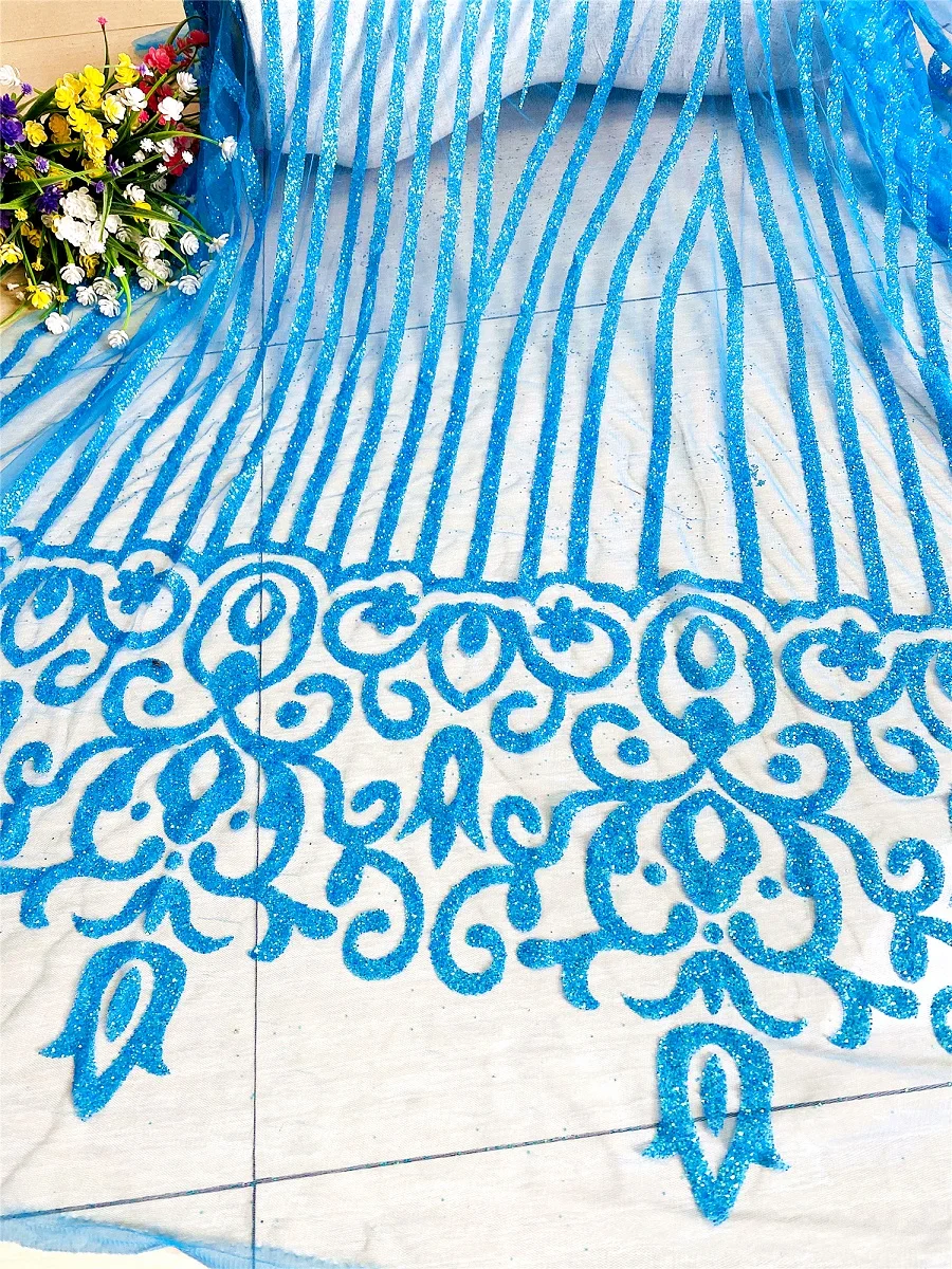 

Silver and Gold Color African French Lace Fabric High Quality African Tulle Lace Fabric with Glitter Sequins Lace Fabric