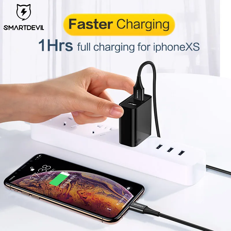 USB кабель SmartDevil MFi для iPhone SE Xs Max 7 Plus 8 быстрая зарядка Lightning передачи данных и