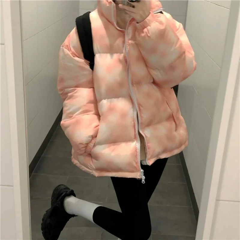 Парка Woherb с принтом тай-дай женская зимняя повседневная винтажная стеганая