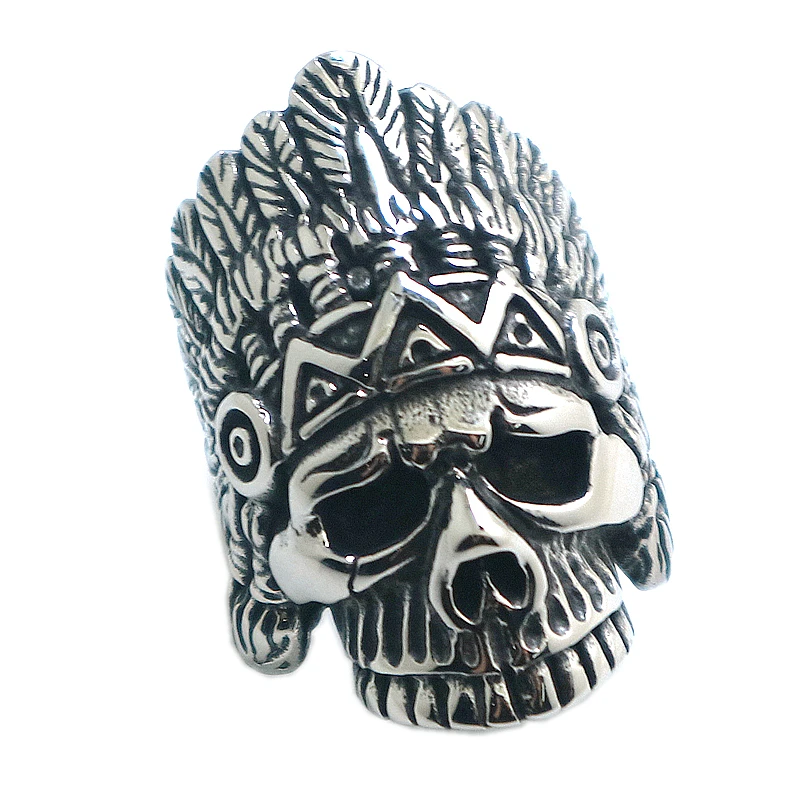 

Size 7 To Size 15 Unisex 316L Stainless Steel Cool Feather Classic Skull Ring