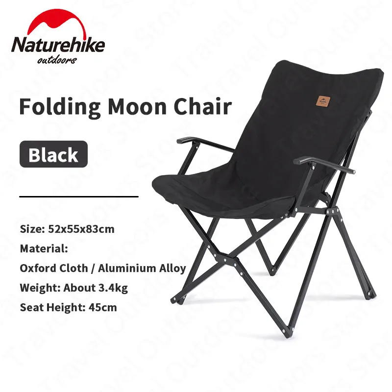 

Naturehike Outdoor Portable Folding Chair 3.4Kg Camping Garden Picnic Aluminium Alloy Light Weight Backrest Armrest Moon Chair