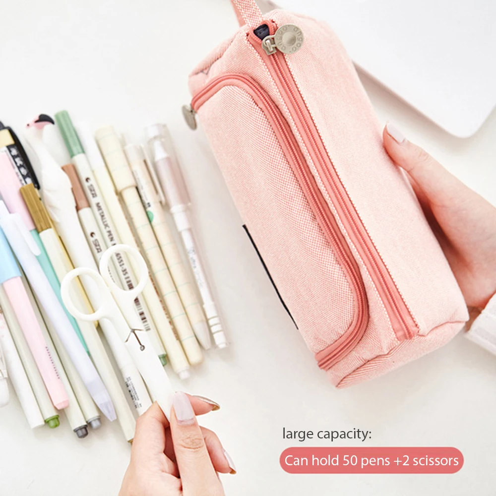 

Pencil Case Large Capacity Colorful Canvas Stationery Bag Pen Box Pouch for Middle High School Office College