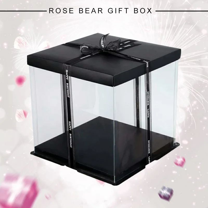 

Gift Box PVC Living Room Beautiful Foldable Flower Box Wrapping Gift Case DIY Valentine'S Day Rose Wedding Festival Bear Party